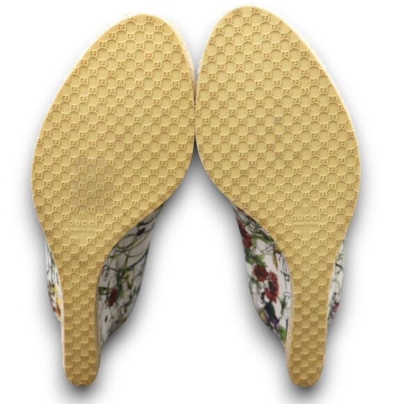 Gucci - Floral Canvas & Peep Toe Wedge Espadrilles w/ Box, Size EU 36 or US 5.5 - Picture 9 of 14